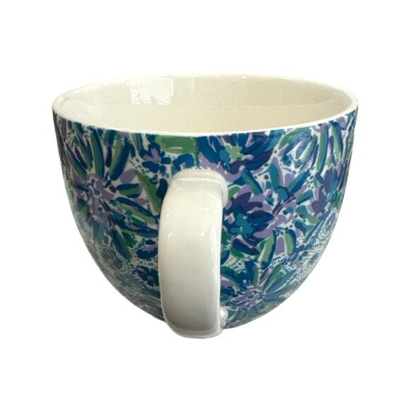 Lilly Pulitzer Lion Around Blue Print White Handle Mug - Picture 2 of 8